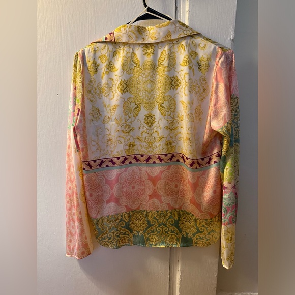 Zara Silk Multi-Colored Patterned Button-up - Picture 2 of 5